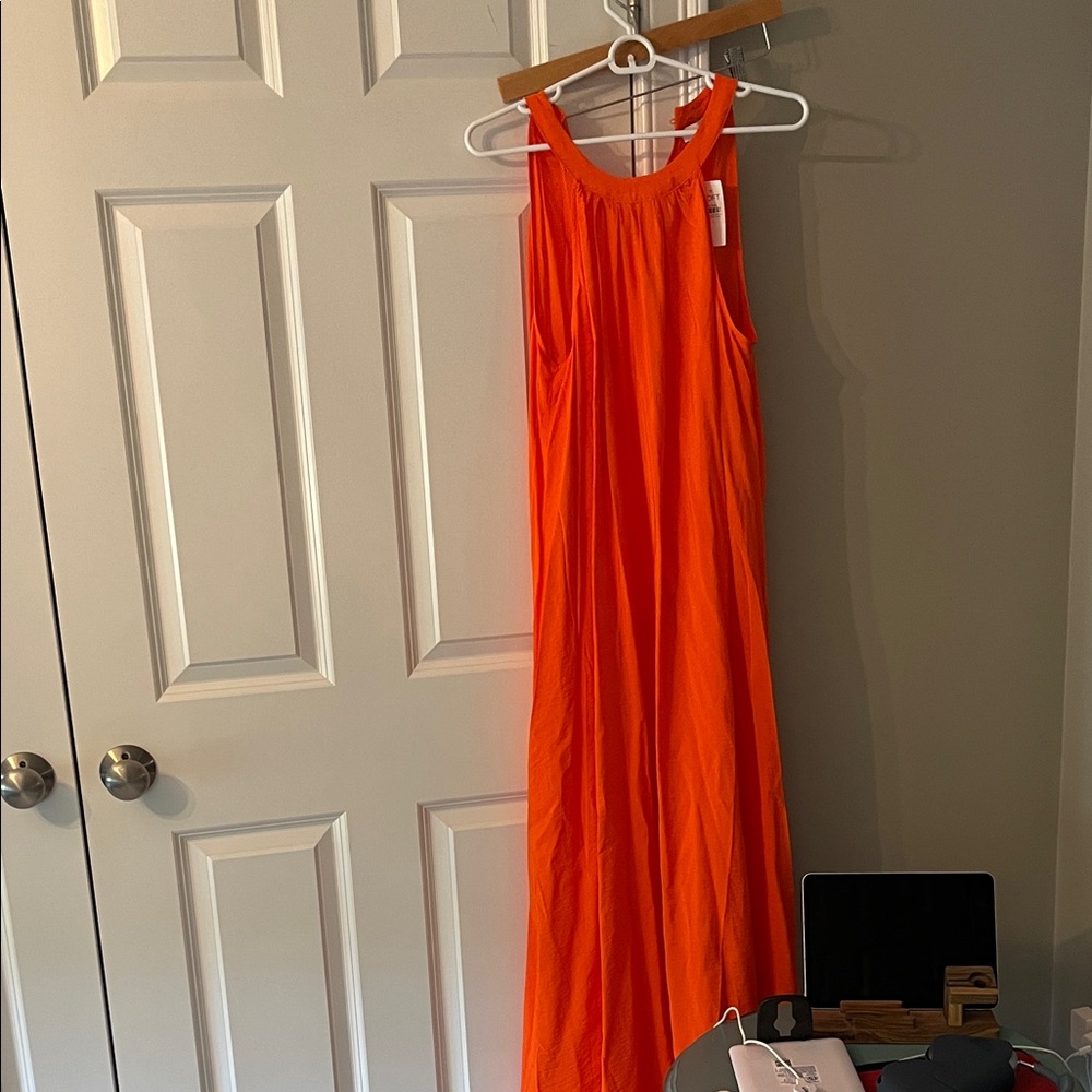 LOFT Vibrant Orange Sleeveless Maxi Dress